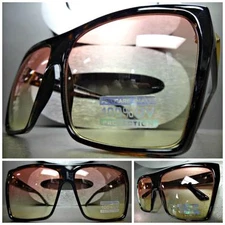 OVERSIZED VINTAGE RETRO Style SUN GLASSES Huge Tortoise Frame Pink & Yellow Lens