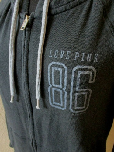 Victorias Secret Pink Hoodie Full Zip Womens Black Love Pink 86 Size Small S - Bild 2 von 7