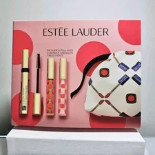 NIB Estee Lauder Pure Color Envy Lip Gift Set Full Size Lip Shines Mascara w/Bag