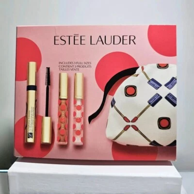 ESTÉE LAUDER NIB Estee Lauder Pure Color Envy Lip Gift Set Full Size Lip Shines Mascara w/Bag