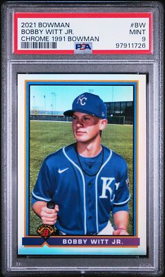 2021 BOWMAN CHROME #91B-BW BOBBY WITT JR PSA 9 - 1991 BOWMAN RC KC 