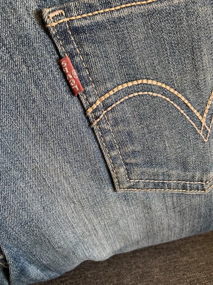 Винтажный ручной работы Levis синие джинсы джинсовой ткани подушка карманы Levi этикетка Chambray 20 x 12 - Изображение 4 из 4