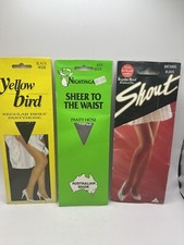 Pantyhose Stockings Nylon Nightingale Yellowbird Shout Vintage Lot of 3 Mids
