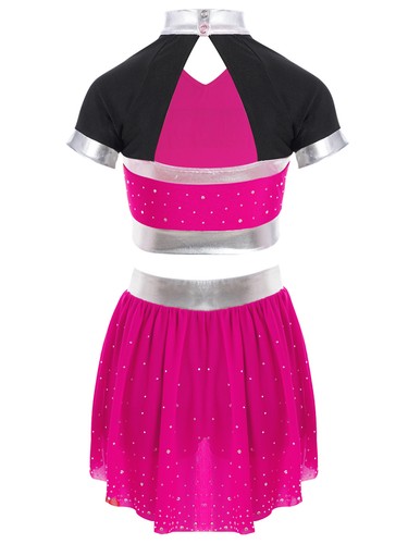 Girls Uniform Cheer Leader Outfit Sports Set Competition Tops Cheerleading Mini - Picture 40 of 47