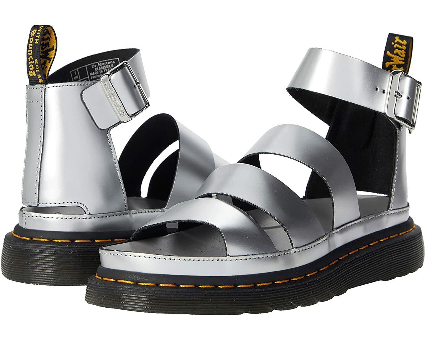 Dr Martens Clarissa II Metal Leather Sandals - Silver - 5