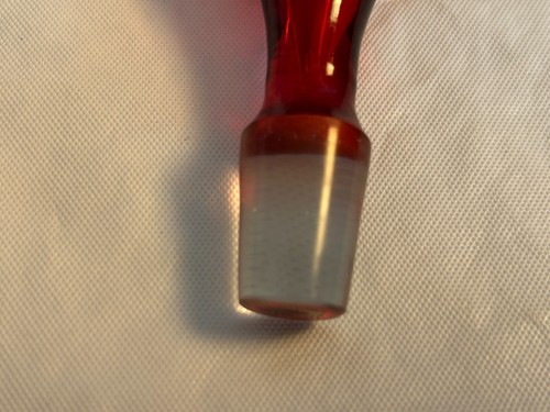 Vintage Victorian PIGEON BLOOD RED Hand Blown Perfume Bottle Gold Painted - Picture 9 of 10