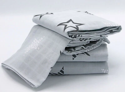 ClevereKids Mulltücher Set Sterne Orion grau-weiß 4 Stück 80x80 Spucktücher - Bild 1 von 4
