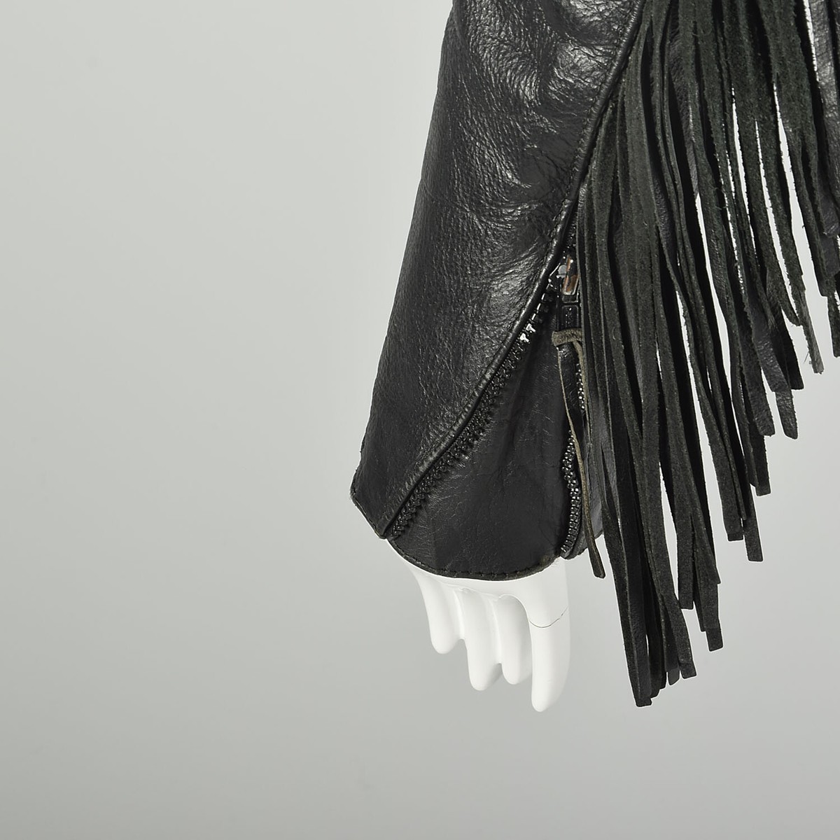 Small 1980s Biker Jacket Black Leather Fringe Purple Rose Small 1980s Biker Jacket Black Leather Fringe Purple Rose