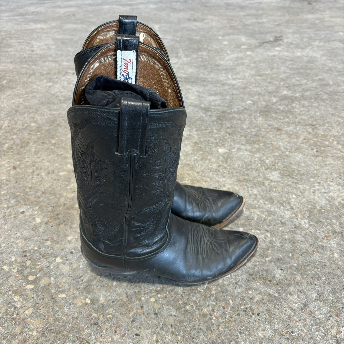 Tony Lama Men's Leather 2910C Cowboy Western Pull On Longhorn