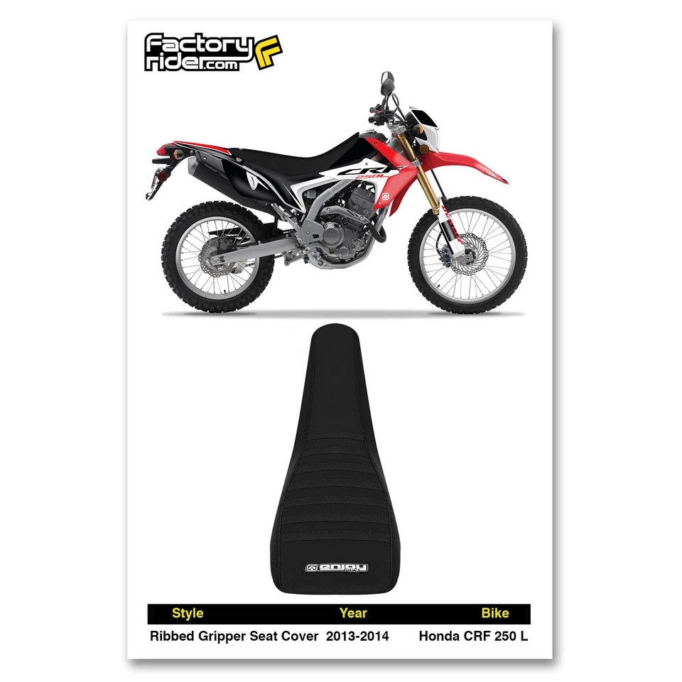 Honda CRF 250 L 2013-2019 cubierta de asiento Enjoy MFG todo negro con costillas negras #109 Foto 3 de 4