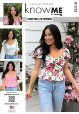 Know Me R11721 Fitted Spring Tops w Blouson Sleeves, Hem Ruffle Sz 18-26 ME2019