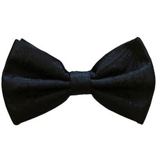 New men's pre-tied bowtie paisley polyester bridal formal wedding prom Black