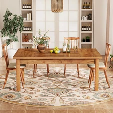 71 Inch Large Rectangular Dining Table for 6 to 8, Farmhouse Wood Ktichen Table
