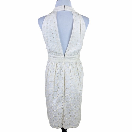 NEW White ANNA SUI Floral Halter Dress Sz 8 GRANDE JATTE Eyelet NWOT $198 - Picture 8 of 12