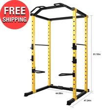 Power Cage Home Gym Squat Rack Lat Pull 1000 lbs w/ Dip Bars Body Weight Lifting