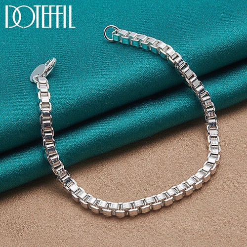 Set Collana Bracciale Catena Argento Sterling 925 Scatola Rotonda 4mm DOTEFFIL 2pz - Foto 6 di 6