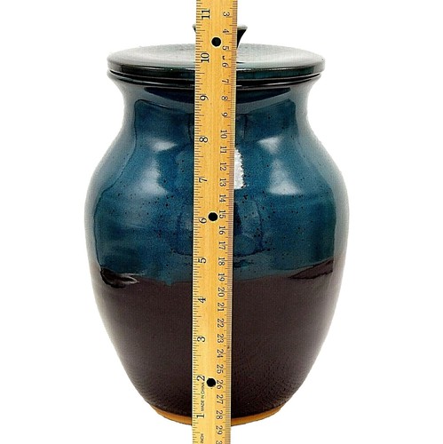 Large Adult Funeral Cremation Urn Human Ash 215 cu inch Green-Blue Black Ceramic - Picture 4 of 11