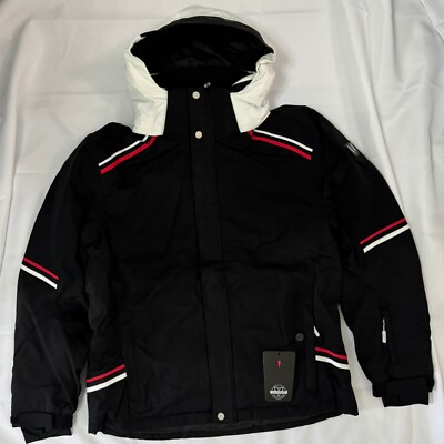 Mens Vuarnet Wilde Ski Jacket | Black with White & Red Stripes
