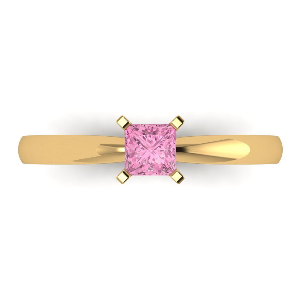 Princess Simulated Pink Diamond Solitaire Engagement Ring, 14K Yellow  Gold