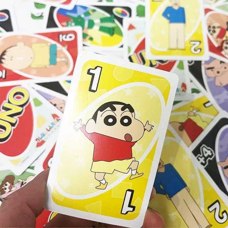 Mattel UNO Crayon Shin-chan Card Game Anime Shinnosuke Nohara Family Party Japan - Image 2 of 4