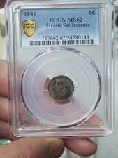 Straits Settlements 1881 5 Cents PCGS MS62
