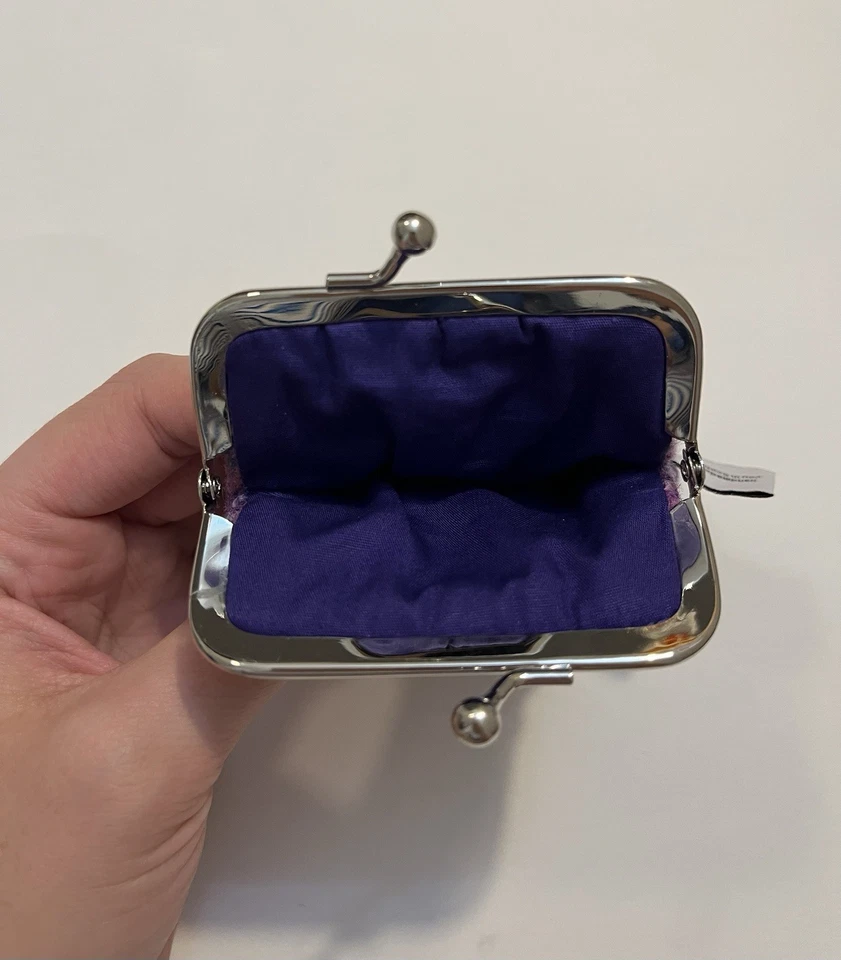 Monedero Harris Tweed Dalscone Farm 100 % lana Escocia púrpura rosa Foto 3 de 3