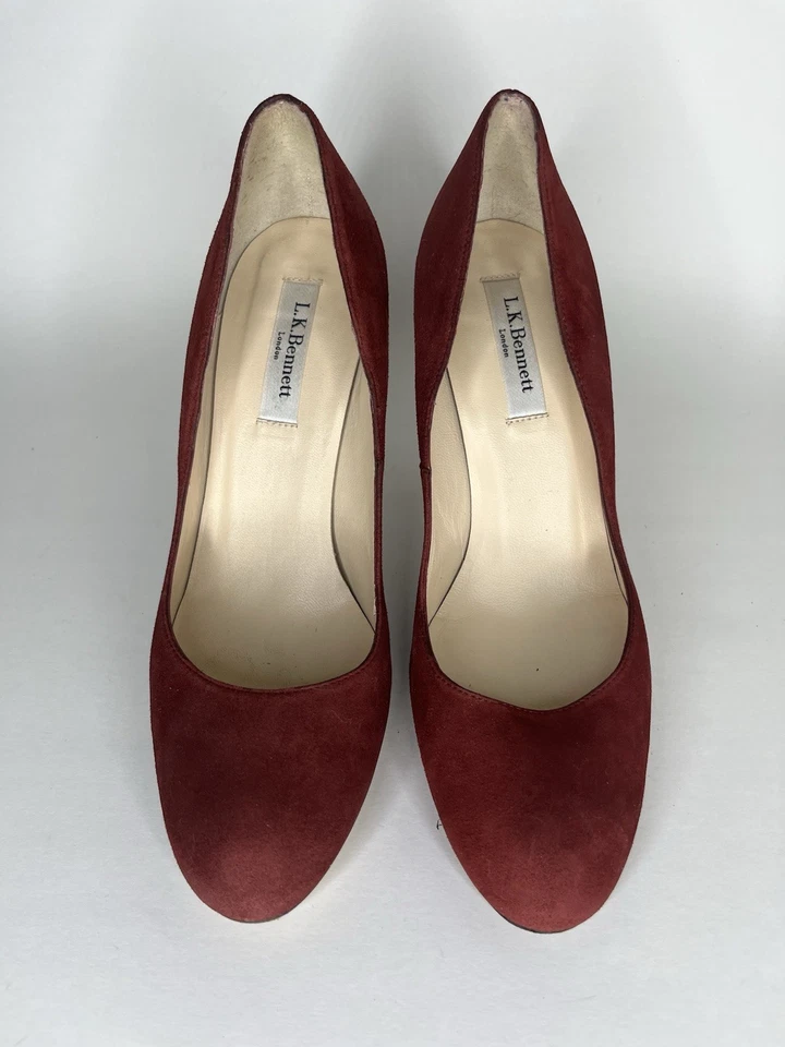 Zapatos de salón para mujer LK Bennett London talla 37,5 EE. UU. 6,5 granate gamuza Foto 3 de 4
