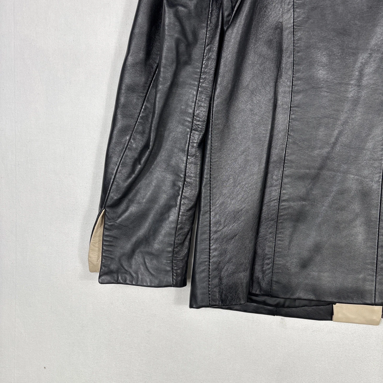 Vintage Vera Pelle Leather Jacket Men's 46 Black Biker Bomber Coat Made In Italy image 15