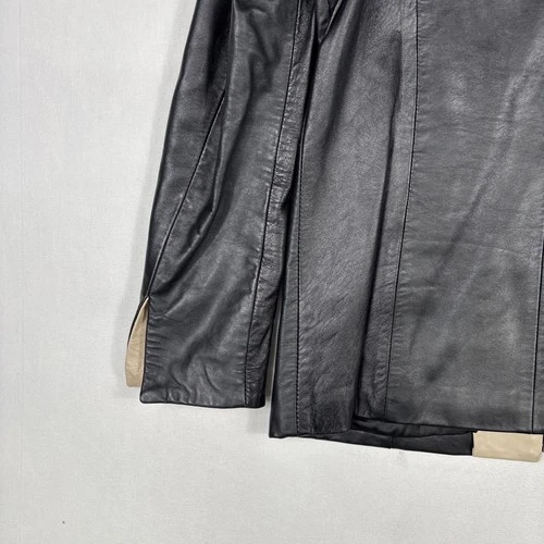 Vintage Vera Pelle Leather Jacket Men's 46 Black Biker Bomber Coat Made In Italy image 15
