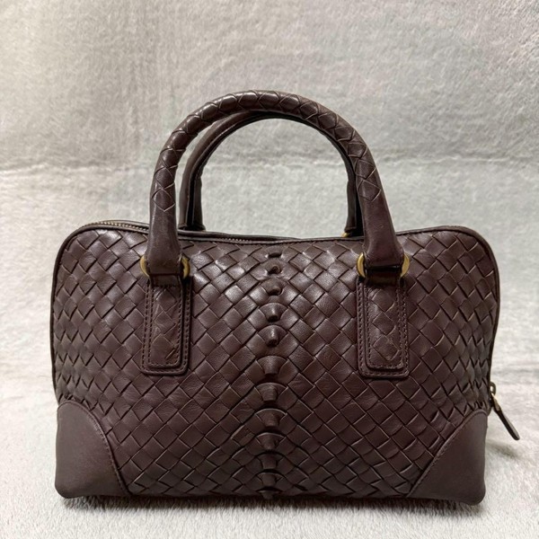 Bottega Veneta Intrecciato Leather Handbag Brown Women Pre-Owned