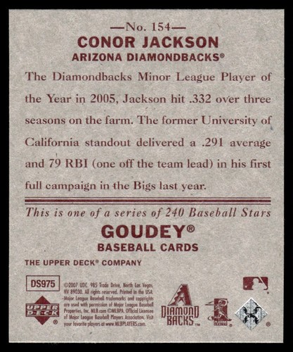 2007 Upper Deck Goudey Mini Red Backs Conor Jackson #154 - Picture 2 of 2