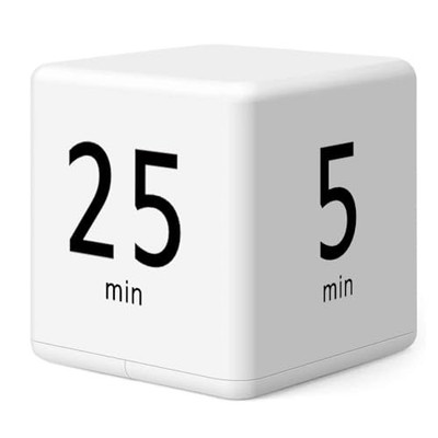 Rotating Pomodoro Timer, 5/25/15/45 Mins Preset, Desk Cube Countdown 15-25-5-45