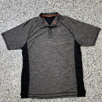 Harley-Davidson Polo Shirt Mens Large Gray Black H-D Performance Athletic Golf