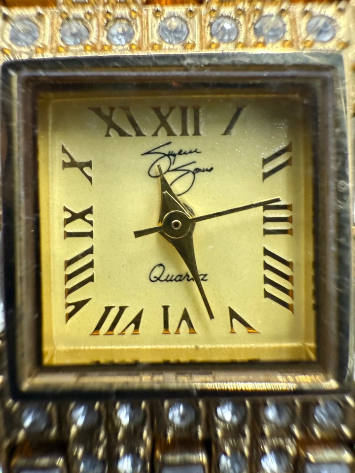 Reloj Suzanne Somers Vintage Estrás Brillante Tono Dorado NECESITA BATERÍA Foto 2 de 4