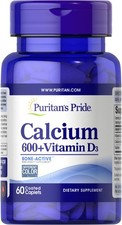 Puritan's Pride Calcium Carbonate 600 mg  Vitamin D 250 IU - 60 Caplets