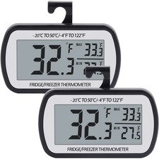 2 Pack Digital Fridge Freezer Thermometer Waterproof Magnetic Back