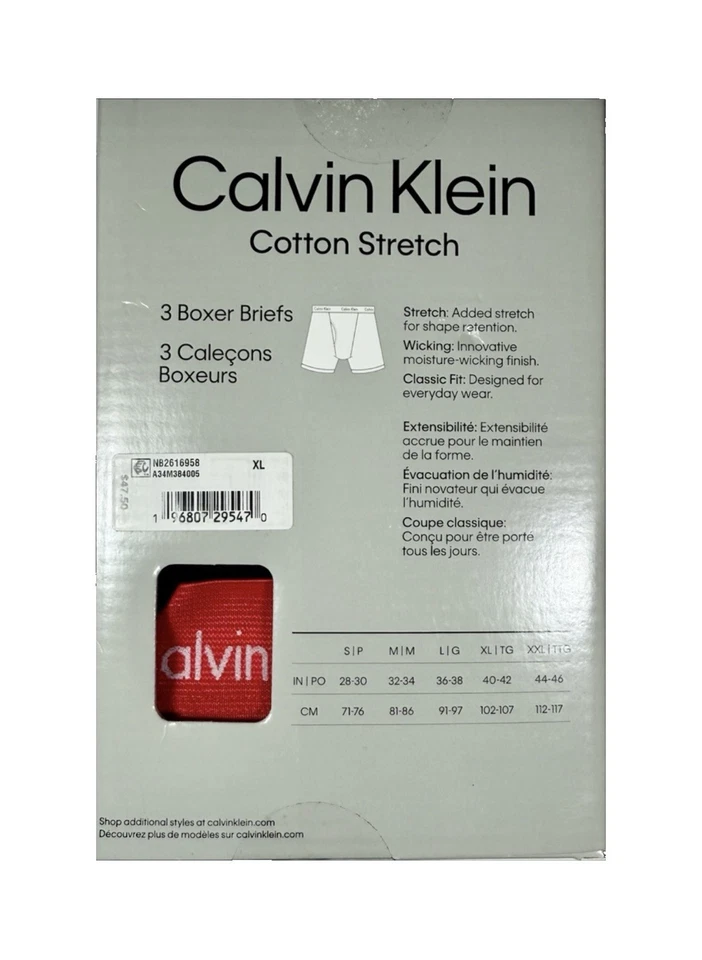 NWT Calvin Klein. * Men' 3 Pack. Cotton Stretch Boxer Brief. Black. MSRP $47.50 - Image 4 of 4