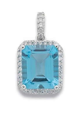 Anhänger 9 kt Weißgold Diamant 0,38ct Blautopas 7,50ct DPD0285/OR