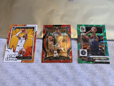 SHAI GILGEOUS-ALEXANDER & ANTHONY EDWARDS 3 CARD LOT BOMB SQUAD, RED ICE & GREEN