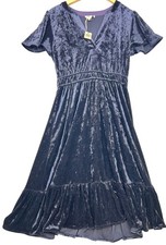 Mystree Womens Dark Romantic Velvet Stretch Midi Dress Stretch Size S Black