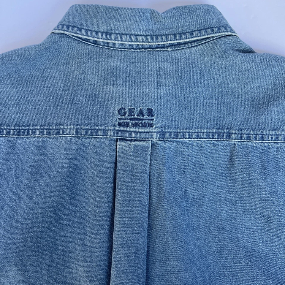 VTG 90s Hollywood Video Employee Denim Shirt L  GEAR RARE Movie Store Uniform - Image 4 of 4