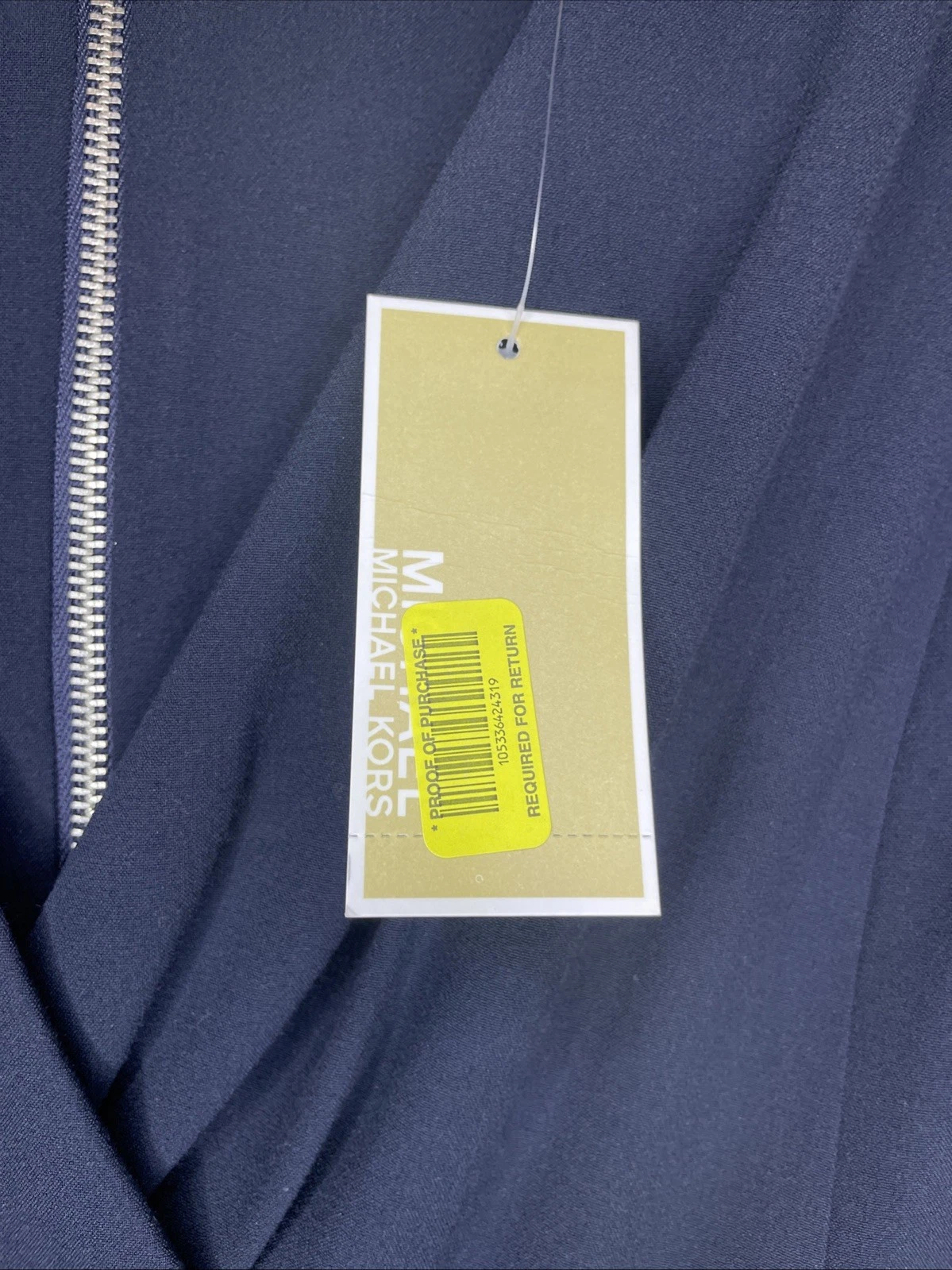 Abito da cocktail scollo a V Michael Kors blu navy tubino taglia 6 volant senza maniche nuovo con etichette