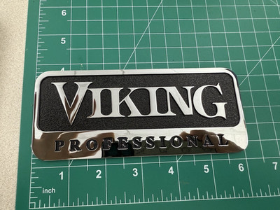 Viking Professional NEW OEM 6'' Metal Emblem CHROME Logo Badge Adhesive Name