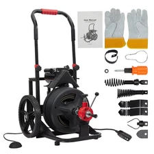 1/2" 100FT Commercial Drain Auger Cleaner Electric Sewer Snake Cleaning Machine
