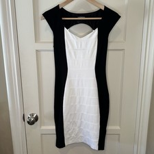 Express Black and White Color Block Body Con Mini Dress - Size 4