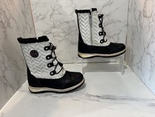 Totes Kids Snow Boots Girls Makenzie Black White Size 6,Winter Boots,Pre-owned