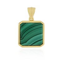Cavill Malachit AnhäNger 9,013Ct Silber 925 Vergoldet Quadratisch Antik Schmuck