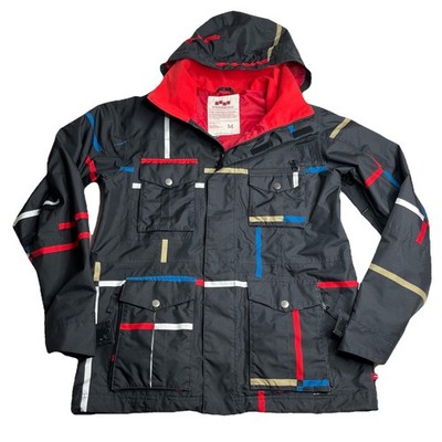 Foursquare Snowboarding Jacket Vise Mens M Black Shell Geometric Air Relaxed