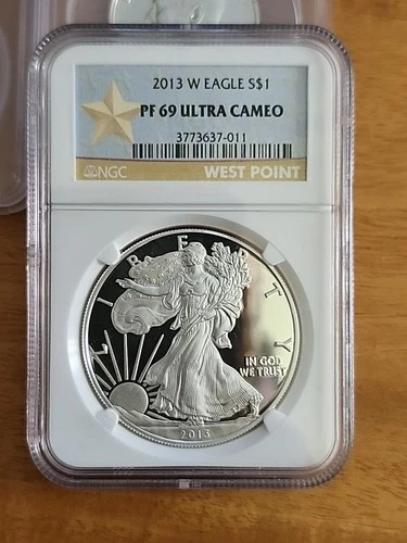 2013 W PROOF SILVER EAGLE NGC PF69 ULTRA CAMEO WEST POINT GOLD STAR LABEL