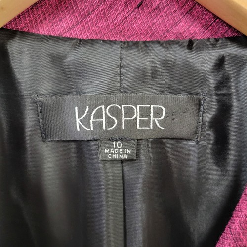 Traje de mujer Kasper de 3 piezas talla 10 pantalones y chaqueta talla M blusa sin mangas rosa y azul - Imagen 9 de 21